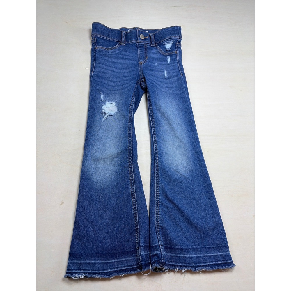Wonder Nation Girls Flare Jegging Medium Wash Distressed Denim Size XS 4-5